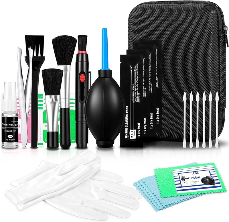 Camera Lens Cleaning Kit - Mirrorless and DSLR Camera Cleaning Kit, Including Lens Paper/Blower, Cotton swabs, dust