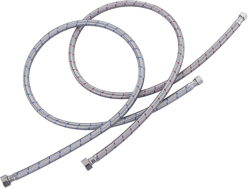 48-Inch Faucet Supply Lines, 3/8" Comp x 1/2" FIP Water Supply Lines 2Pcs — braided supply line for braided supply line
