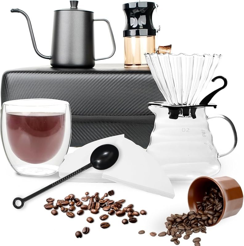 Pour Over Coffee Maker Set, All in One Portable Coffee Maker, Ideal for Home Brewing and Travel, Coffee Lover Gift —