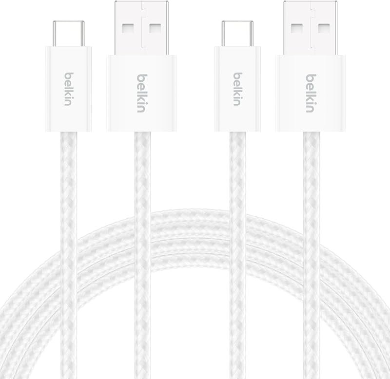 Belkin USB A to USB C 15W Braided Cable 2 Pack, 6.6ft iPhone Charger Cord | iPhone 15/16/17, Samsung Galaxy S26, Pixel 10, Airpods, iPad,...
