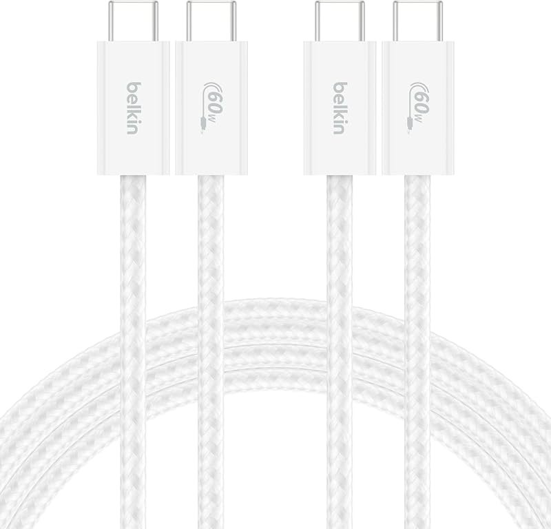 Belkin USB C to USB C 60W Braided Cable 2 Pack, 6.6ft iPhone Charger Cord — cable for best Google Pixel 9 Pro