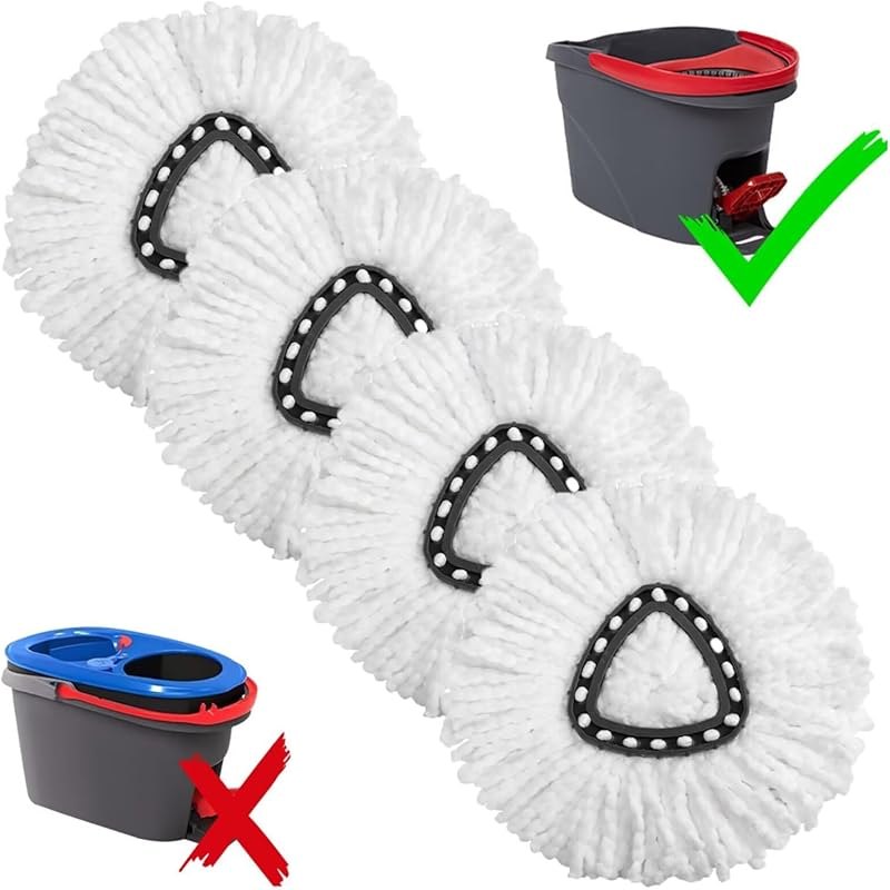 YUAKOU 4-Pack Mop Replacement Heads For Ocedar Mop Replace Head EasyWrin Spin Mop Heads Replacements, White