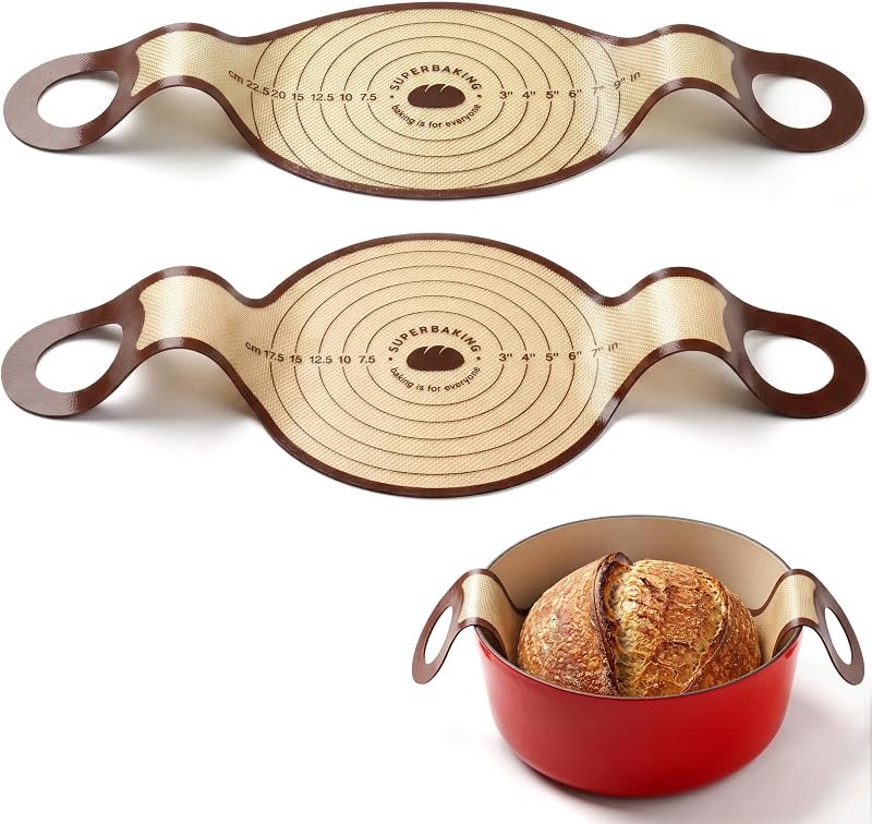 Pro Silicone Bread Sling 2 Pcs - 9in Round & Oval — best Mats, bannetons, and oven therm for mats bannetons oven