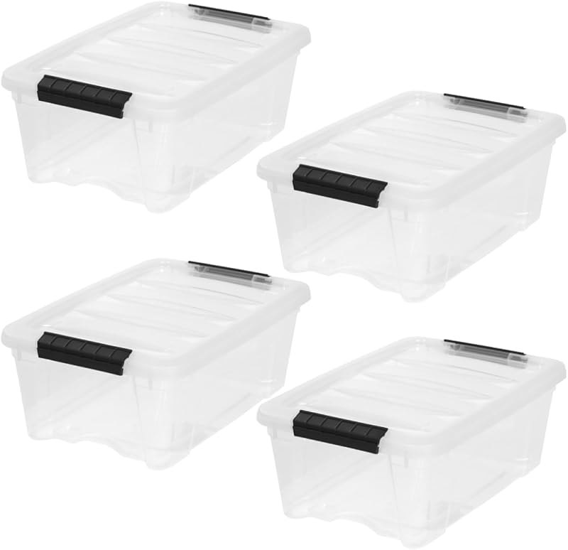 IRIS USA 4-Pack 13 Quart Storage Bins with Lids, Clear — clear storage bins with lids replace for clear storage bins