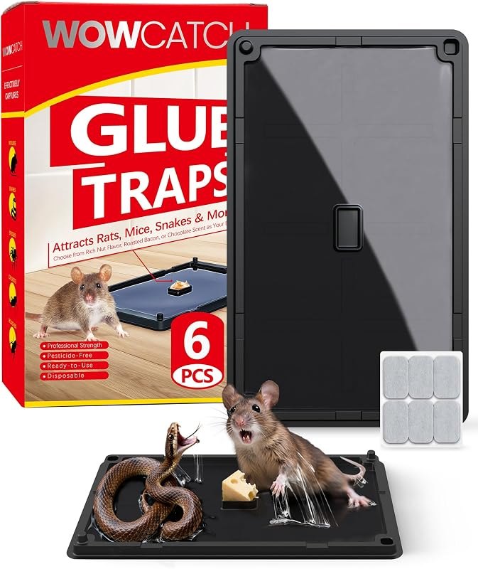 Wowcatch Rat, Snake and Mouse Traps 6 PK, Large Bulk Sticky Glue Traps — no see mouse trap replacement for no see