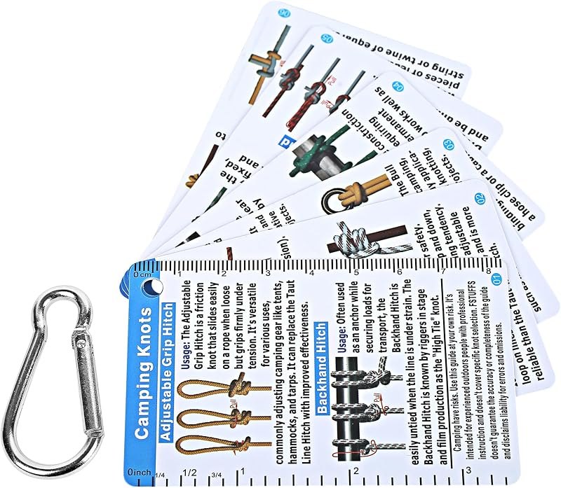 24 Rope Knots Camp Cards - Camping Supplies Waterproof Knot Tying kit,Camp Gear Knots Book Cards Pocket Camping Gift