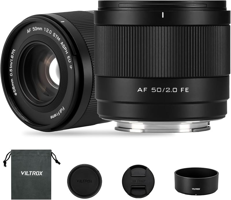 VILTROX 50mm F2.0 Full Frame Prime Lens for Sony E-Mount — prime for best beginner mirrorless camera under 40