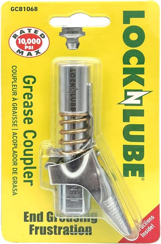 LockNLube Grease Coupler 1/8" NPT - Universal - Locking Grease Gun Coupler, 10,000 PSI — lock-n-lube-grease-coupler