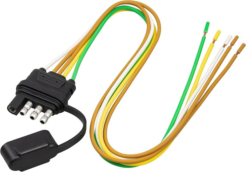 Oyviny 4 Pin 5 Wire Trailer Wiring Harness 18 Inches, 16AWG Pure Copper Wishbond Trailer Light Wiring for Utility