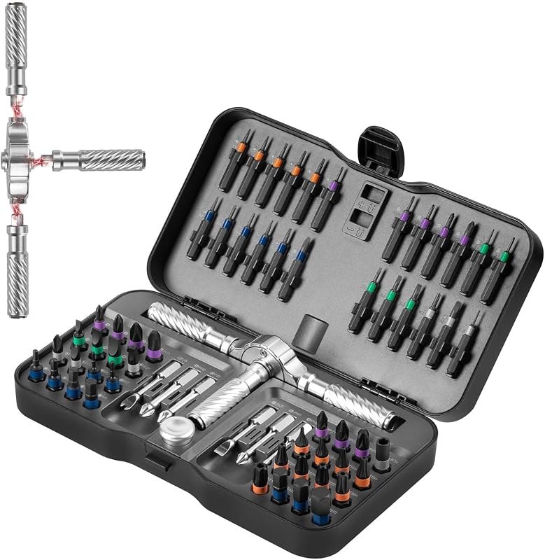 VMAN Ratchet Screwdriver Set, magnetic Screwdriver sets, S2 Steel Bits, DIY Combination Flexible Shaft, Suitable for
