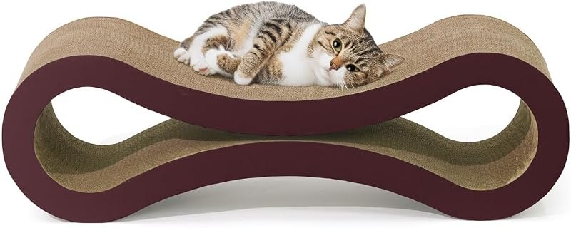 BOWHAUS Infinity Cat Scratcher Lounger, Reversible Scratcher, Infinity Cat Cardboard Scratcher, Large Cat Scratching