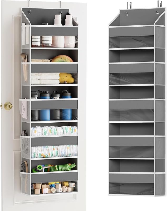 SpaceAid 1 Pack Over The Door Organizer with 5 Large Pockets and 10 Mesh Side Pockets, 5 Layers Door Organizer Hanging