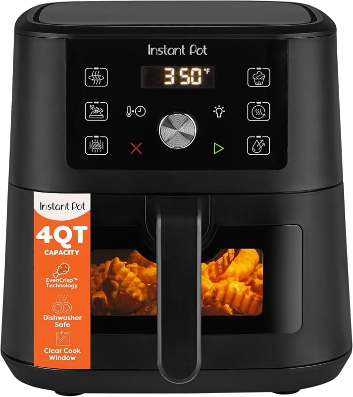 Instant Pot 4Qt Vortex 6-in-1 Mini Air Fryer, Custom Program Options, Air Fry, Broil, Roast, Dehydrate, Bake, Reheat