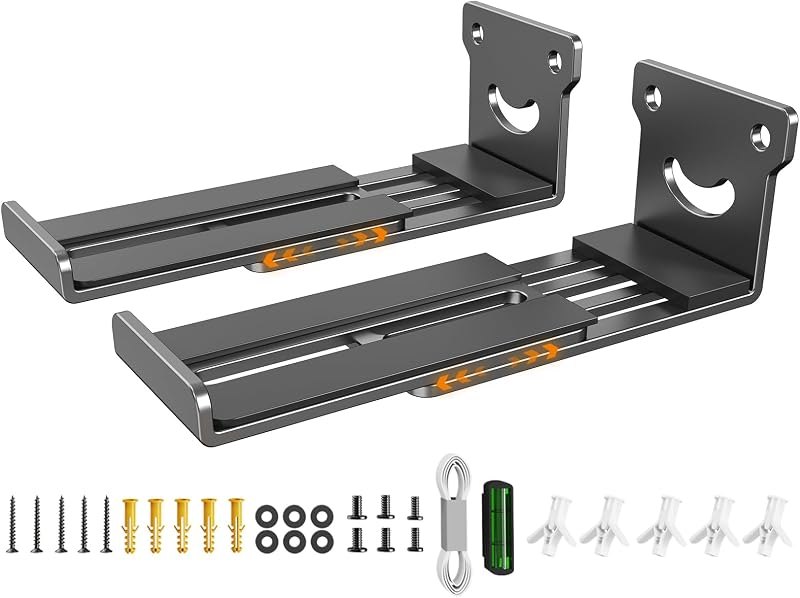 Soundbar Wall Mount, Universal Heavy Duty Metal Sound Bar Mount Under or Above TV, Holds up to 40 lbs, Depth