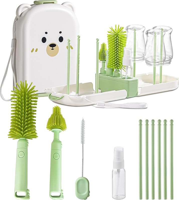 Travel Baby Bottle Cleaner Kit, 6-in-1 Brush Set for Bottles & Pumps — Monitors, bottles, and kid gear with for