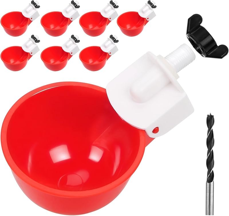 Chicken Waterer Cups, 8 Pack Red Automatics Chicken Waterer — chicken nipple waterer pack for chicken nipple waterer