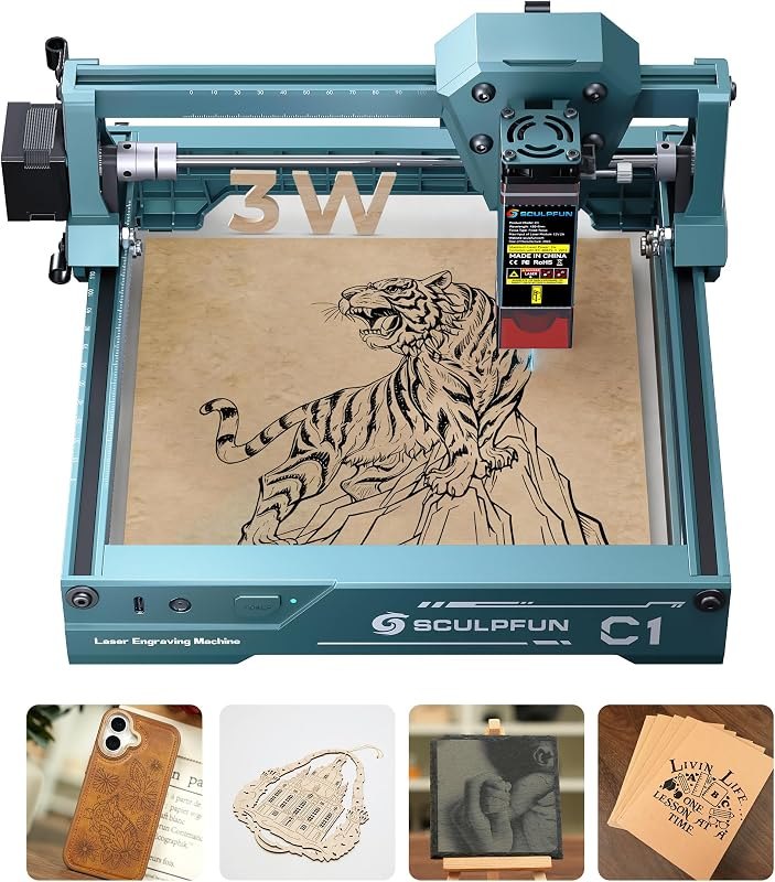SCULPFUN C1 Laser Engraver, 3000mW Laser Engraver Machine — diode for best beginner laser engraver under 40
