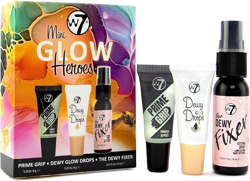 W7 Mini Glow Heroes Set - Travel Size Makeup Minis — makeup setting spray kit for makeup setting spray under 30 budget
