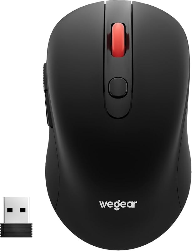 wegear USB Wireless Mouse for Laptop PC Mac, 2.4GHz Cordless Mouse-Black — compact for best quiet wireless mouse best