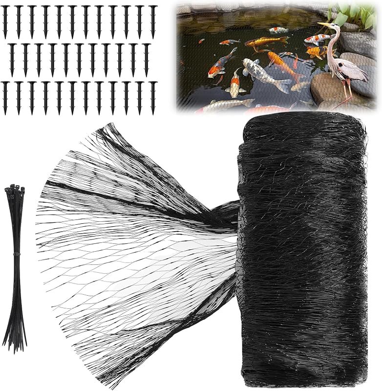 Koi Pond Netting Kit 28 x 30ft, Bird Deer Fence Netting, Durable Net Cover for Leaves, Heavy Duty Fine Mesh, Protect