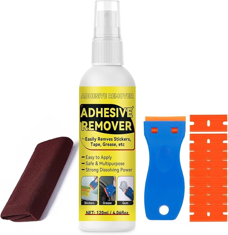 Adhesive Remover, Multipurpose Sticker and Label Cleaner, Surface-Safe Glue Remover with Plastic Scraper, Quickly