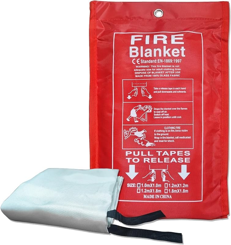 39"x39" Fire Blanket Emergency for Home, Kitchen, Camping & Car - Heavy Duty Fiberglass Fire Suppression Safety Cover