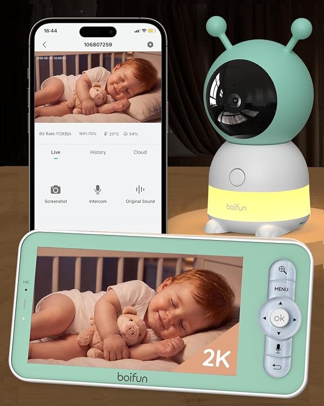 BOIFUN 2K WiFi Baby Monitor with Phone App, 5" Screen, Smart Night Light — wifi for best baby monitor