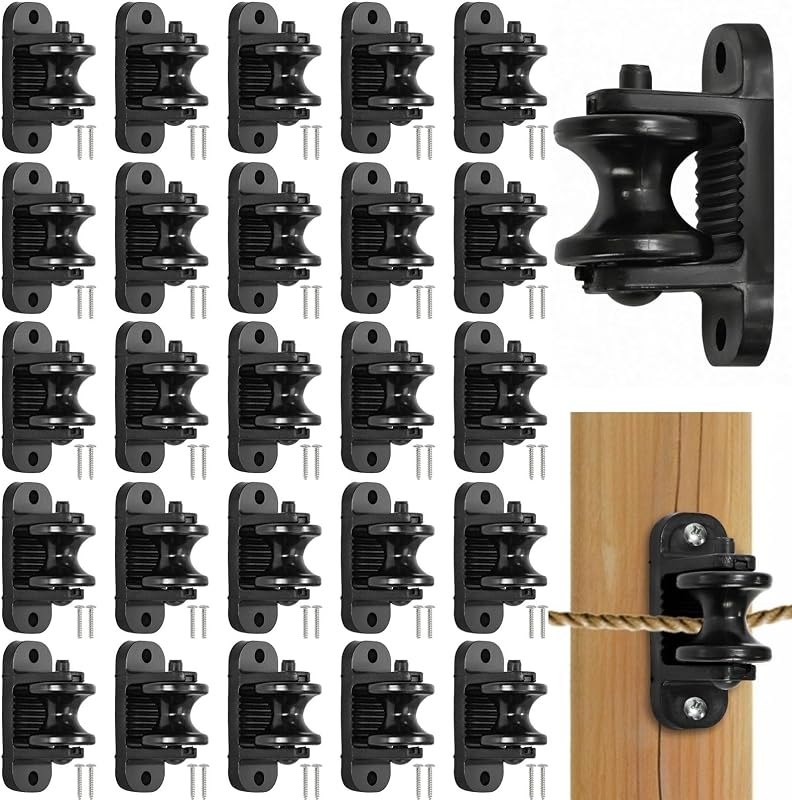 Cididu 25 Pack Electric Fence Corner Insulators, Plastic Roller Insulator for Wood Post, Electric Fence Wire Corner