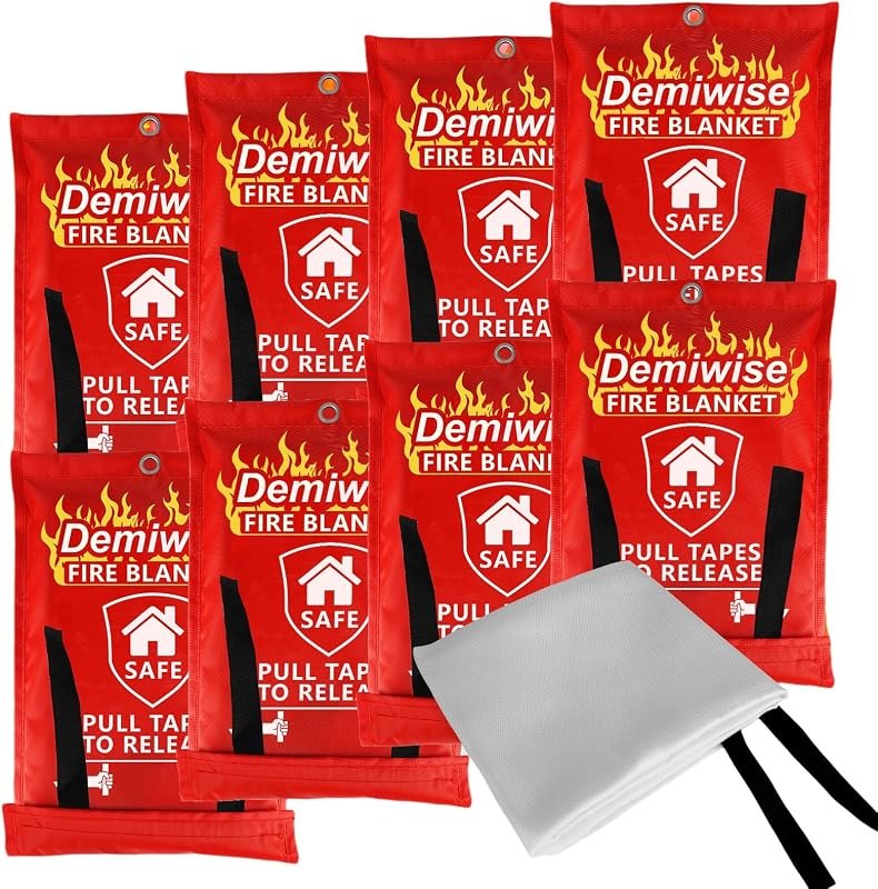 Fire Blankets for Home and Kitchen,8-Pack 40"x40" Emergency Fire Safety Blankets for People House Car Office Warehouse