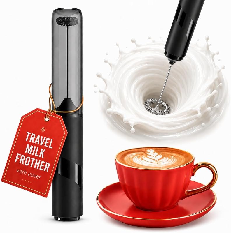 Portable Milk Frother Handheld - Travel Coffee Frother Handheld — frother for best home coffee maker travel compact