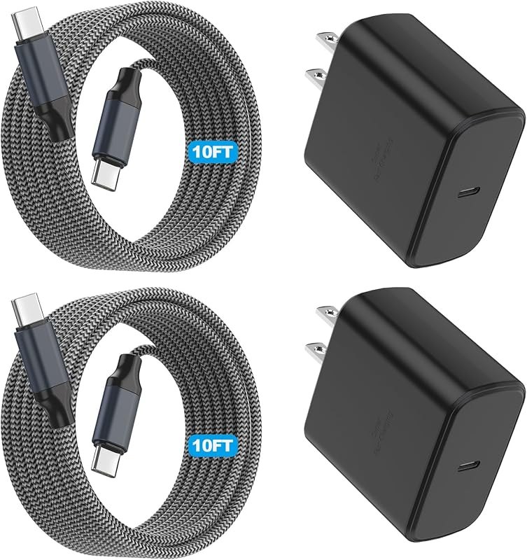 2Pack 45W Samsung Super Fast Charger Type C,10FT Type C Charging Cord with USB C Samsung Charger 10Foot USB C-C Cable