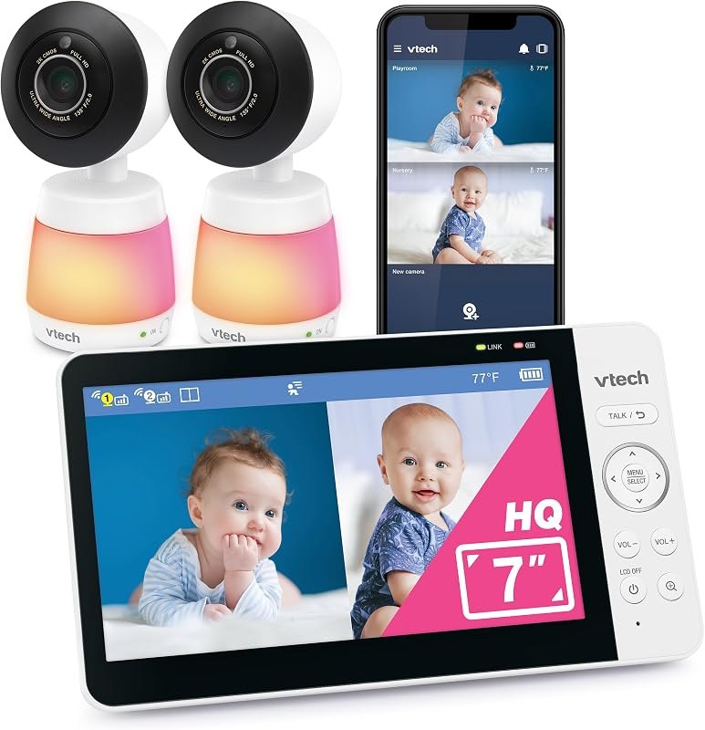 Smart WiFi Baby Monitor, 2 Cameras for Twins & Two Rooms — Monitors, bottles, and kid gear with for monitors bottles