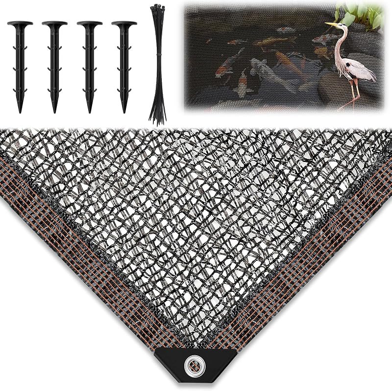 12 x 30ft Koi Pond Netting with Stakes, PE Outdoor Fish Cover — pond-netting-pack for pond netting durable heavy duty