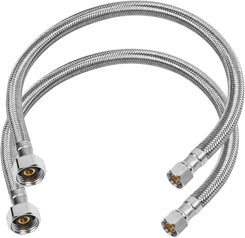 20" Faucet Supply Line, 3/8 inch Comp x 1/2 inch FIP Faucet Connector, Braided Stainless Steel Faucet Hose for