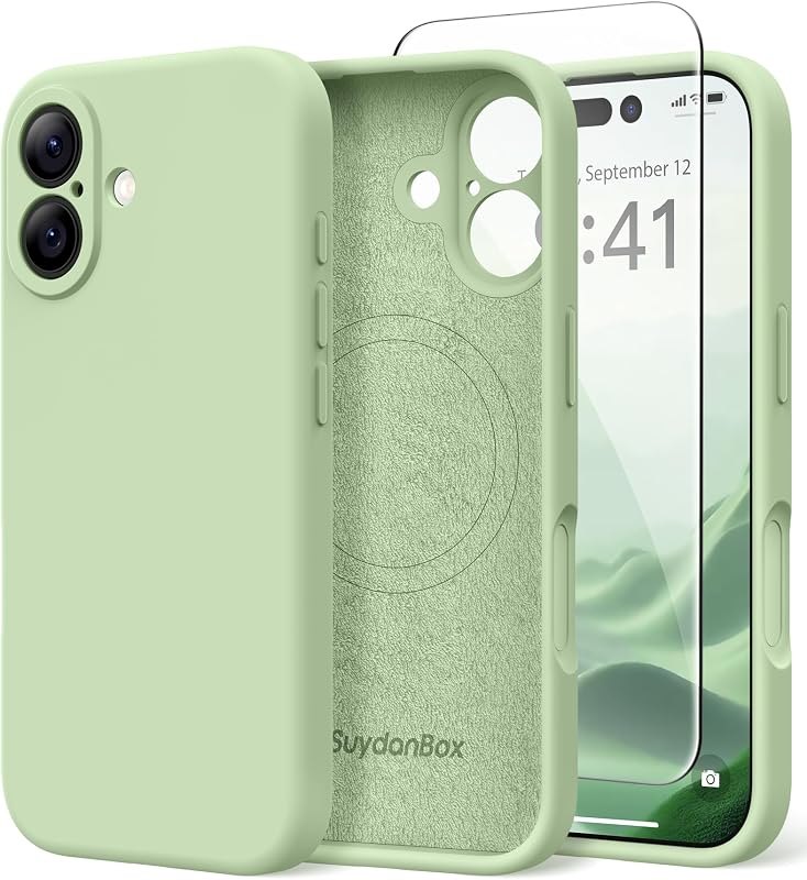 Magnetic for iPhone 17 Case Silicone Matcha | Fit for MagSafe, Screen Protector, Full Camera Protection, Premium Silicone Shockproof Prot...