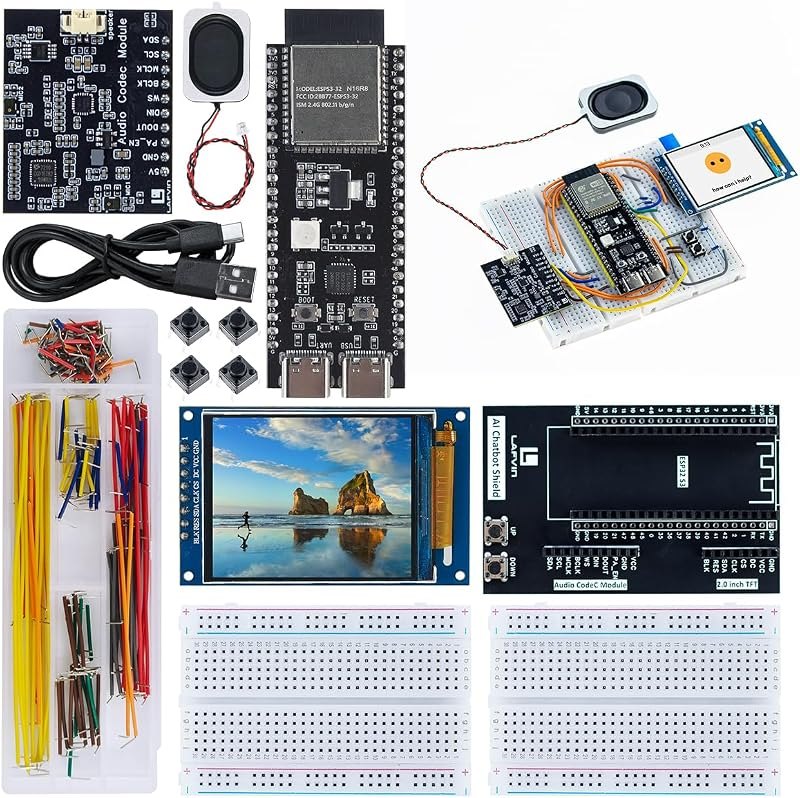 LAFVIN AI Chatbot Kit for ESP32-S3, Preloaded OpenAI & Deepseek Voice Assistant Projects, Voice Wake-up & Real-time