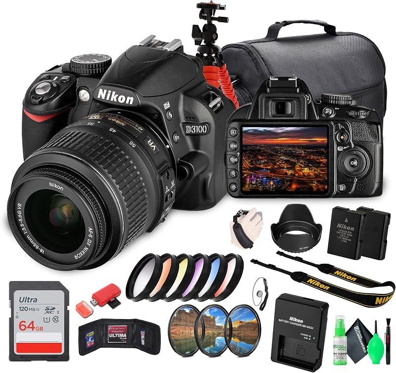 Nikon D3100 DSLR Camera with 18-55mm Lens (25472) & Cleaning Kit Bundle — Cameras and the accessories that mak for