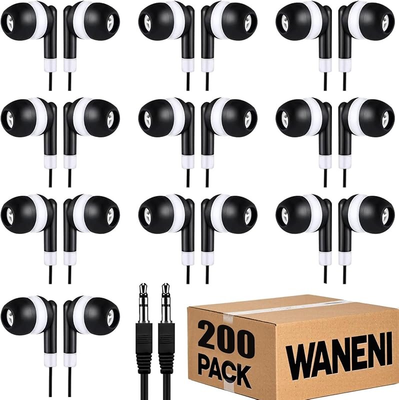 Wholesale Bulk Earbuds Headphones 200 Pack Class Set for School Classroom Students Kids Children Toddler Boys Girls