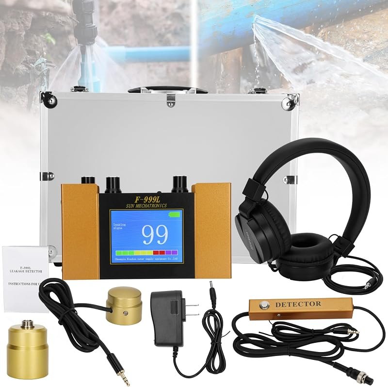 Underground Water Leak Detector, Water Pipe Leak Detector, Two Size Sensors Precise Positioning, High-Sensitivity