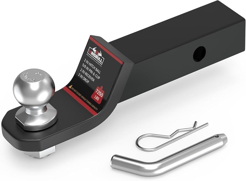 2 in Ball Trailer Hitch 2 in Drop with 2 in Shank, 7,250 LB GTW — trailer-hitch-pack for trailer hitch under 30 budget