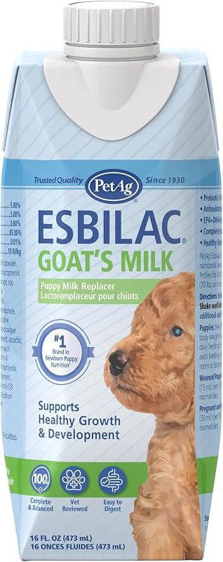 PetAg Goat’s Milk Esbilac Liquid -16 oz- Ready-to-Feed Puppy Formula with Vitamins, Minerals, and Trace Nutrients for