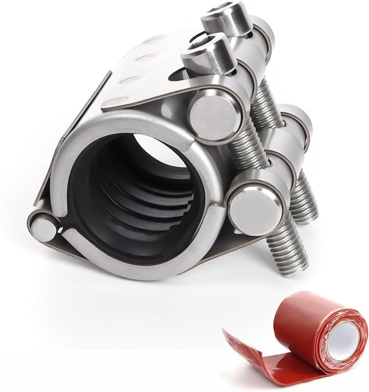 Upgraded Pipe Repair Clamp with M1 Self-Adhesive Leak-Sealing Tape — best pipe repair clamp for pipe repair clamp