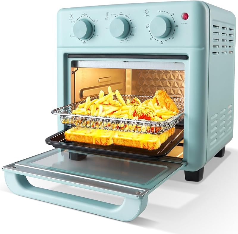 Novaspark Air Fryer Toaster Oven Combo, Retro Convection Oven Countertop,16QT Small Toaster Oven, 4-slices or 9"