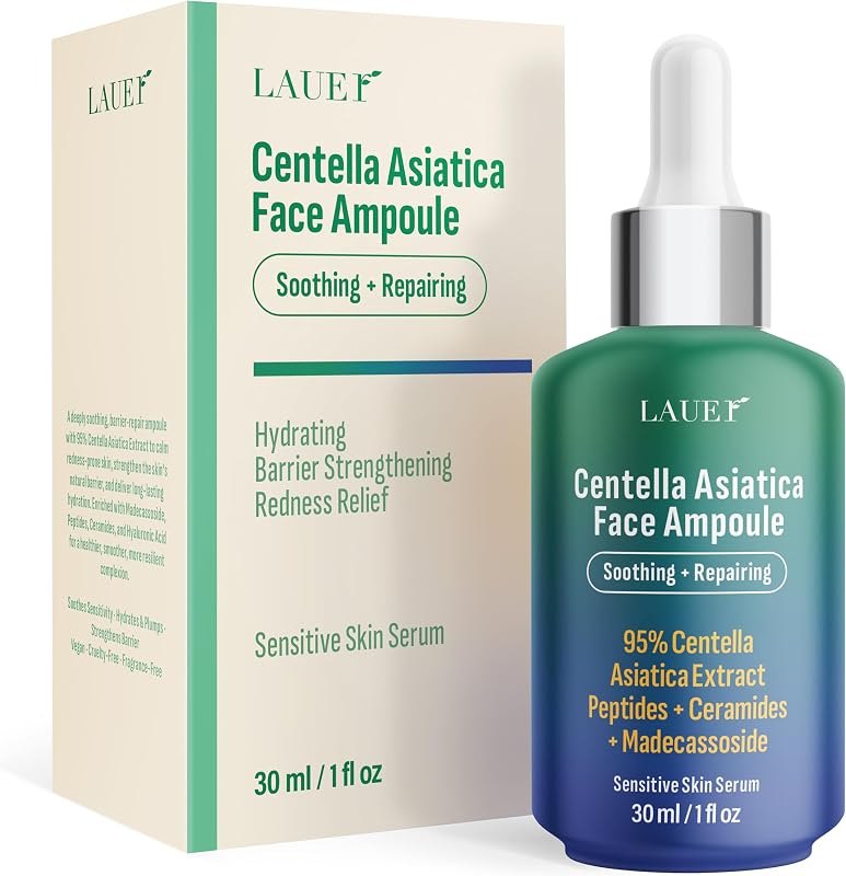 Centella Asiatica Ampoule Serum 95% Madagascar Extract Redness Relief & Barrier Repair with Peptides Ceramides &