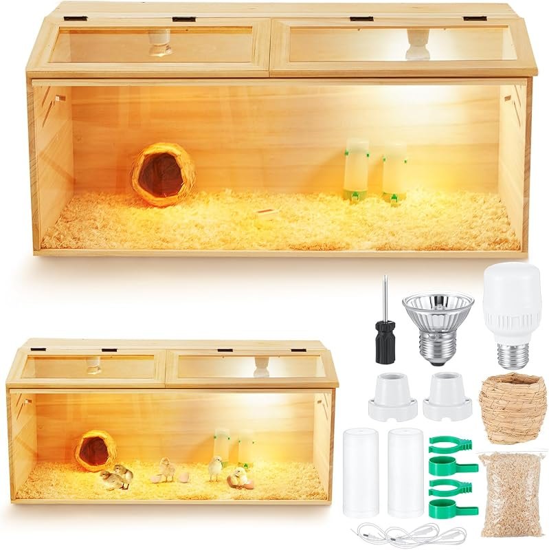 CroBlissful Chicken Brooder Box, Wooden No Legs, 32 x 16 x 16 in — Waterers, nest boxes, and safe heat. for waterers