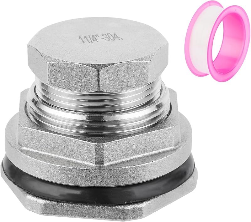 304 Stainless Stock Tank Drain Plug Kit for rubbermaid Commercial 50 70 100 150 300 Gallon Stock Tanks (Lead-Free