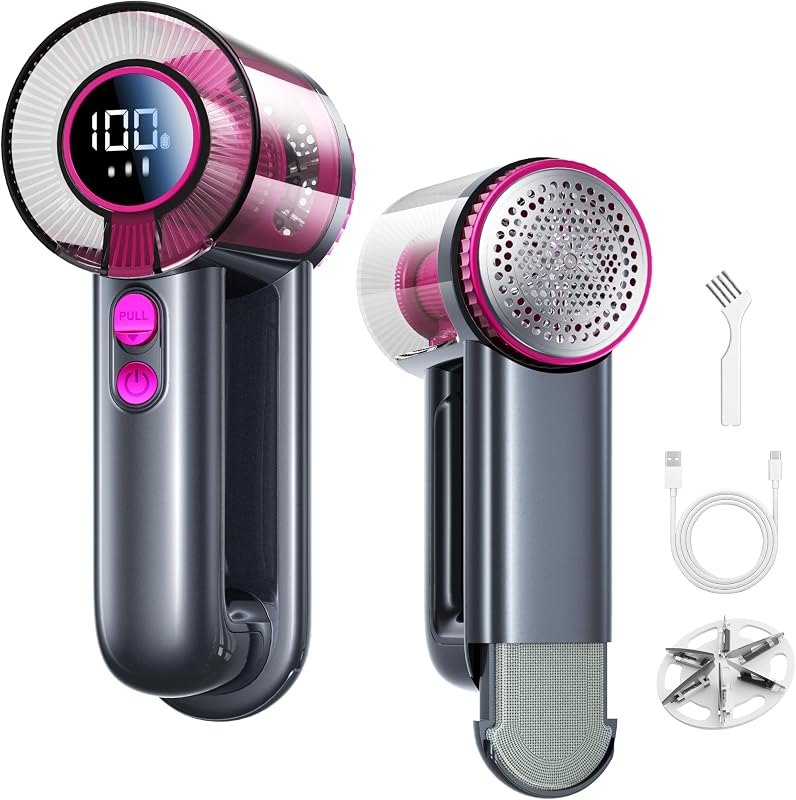 DRFLASH 2-in-1 Rechargeable Fabric Shaver & Lint Remover,1800mAh
