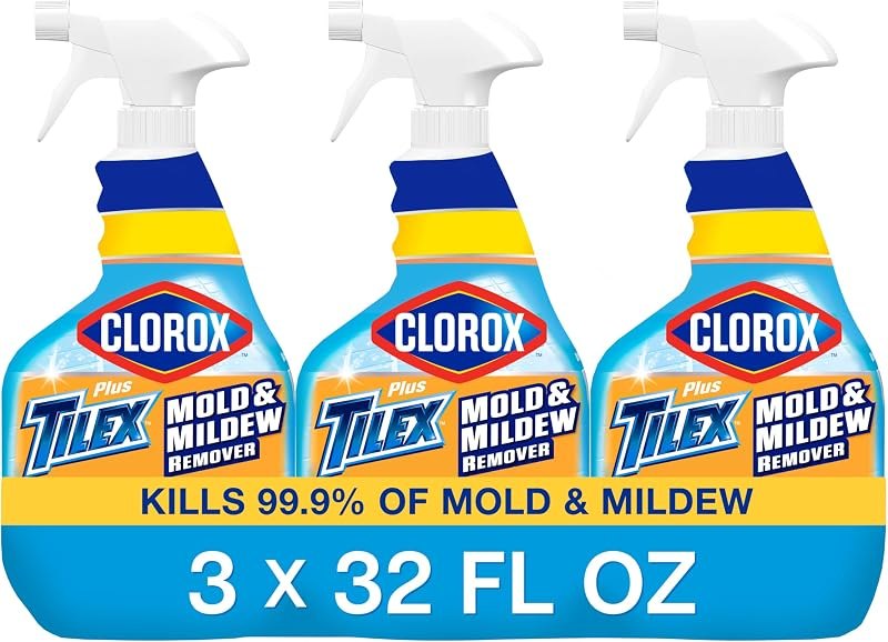 Clorox Plus Tilex Mold and Mildew Remover with Bleach, Spray Bottle, 32 Fluid Ounces, Unscented, Pack of 3 — best mold