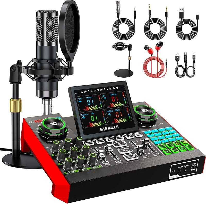 TENLAMP G10 Creator Audio Mixer Bundle with Microphone for Streaming — best Audio for audio kit