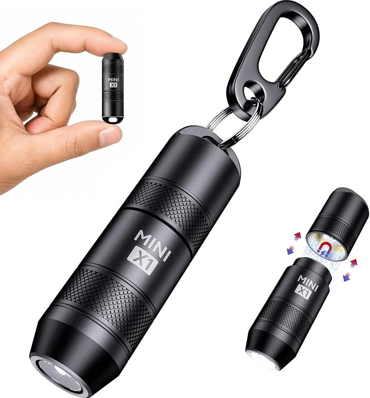 EDC Mini Flashlights High Lumens LED Pocket Keychain Magnetic Activation Flashlight Type-C Rechargeable Small
